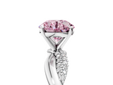 White gold Fancy Pink Round  Solitaire Twist Band with Pave Prong Setting_5