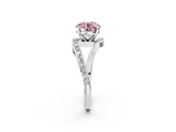 White gold Fancy Pink Round  Solitaire Twist Band with Pave Set Diamonds and Four-Prong Setting_2