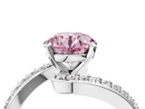 White gold Fancy Pink Round  Solitaire Twist Band with Pave Set Diamonds and Four-Prong Setting_4