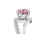 White gold Fancy Pink Round  Solitaire Twist Band with Pave Set Diamonds and Four-Prong Setting_5