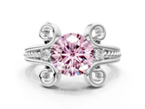 White gold Fancy Pink Round  Solitaire Twisted Band Scroll Prong Ring_3
