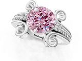 White gold Fancy Pink Round  Solitaire Twisted Band Scroll Prong Ring_4