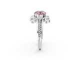 White gold Fancy Pink Round  Solitaire Twisted Band Scroll Prong Ring_5