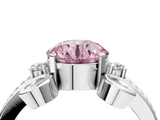 White gold Fancy Pink Round  Solitaire Twisted Band Scroll Prong Ring_7