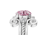 White gold Fancy Pink Round  Solitaire Twisted Band Scroll Prong Ring_8