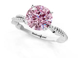 White gold Fancy Pink Round  Solitaire Twisted Band with Bead Prong Setting_30