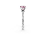 White gold Fancy Pink Round  Solitaire Twisted Band with Bead Prong Setting_31