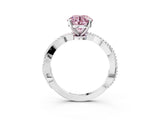 White gold Fancy Pink Round  Solitaire Twisted Band with Bead Prong Setting_32