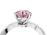 White gold Fancy Pink Round  Solitaire Twisted Band with Bead Prong Setting_33