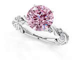 White gold Fancy Pink Round  Solitaire Twisted Band with Pavé Accents and Four-Prong Setting_1