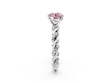 White gold Fancy Pink Round  Solitaire Twisted Band with Pavé Accents and Four-Prong Setting_2