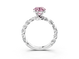 White gold Fancy Pink Round  Solitaire Twisted Band with Pavé Accents and Four-Prong Setting_3