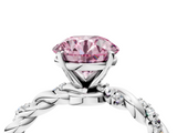 White gold Fancy Pink Round  Solitaire Twisted Band with Pavé Accents and Four-Prong Setting_4