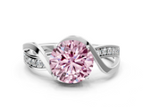 White gold Fancy Pink Round  Solitaire Twisted Band with Prong Setting_3