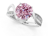 White gold Fancy Pink Round  Solitaire Twisted Band with Prong Setting_4