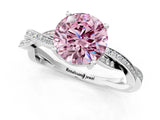 White gold Fancy Pink Round  Solitaire Twisted Pave Diamond Ring with Four-Prong Setting_13