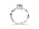 White gold Fancy Pink Round  Solitaire Twisted Pave Diamond Ring with Four-Prong Setting_15