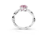 White gold Fancy Pink Round  Solitaire Twisted Pave Diamond Ring with Four-Prong Setting_194