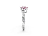 White gold Fancy Pink Round  Solitaire Twisted Pave Diamond Ring with Four-Prong Setting_195