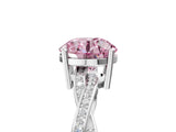 White gold Fancy Pink Round  Solitaire Twisted Pave Diamond Ring with Four-Prong Setting_198