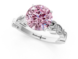White gold Fancy Pink Round  Solitaire Vine Band with Milgrain Prong Setting_4