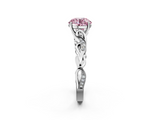 White gold Fancy Pink Round  Solitaire Vine Band with Milgrain Prong Setting_5