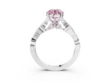 White gold Fancy Pink Round  Solitaire Vine Band with Milgrain Prong Setting_6
