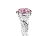 White gold Fancy Pink Round  Solitaire Vine Band with Milgrain Prong Setting_8