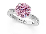White gold Fancy Pink Round  Solitaire with Pavé Band and Four-Prong Setting_30