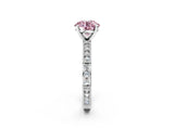 White gold Fancy Pink Round  Solitaire with Pavé Band and Four-Prong Setting_31