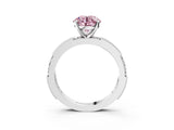 White gold Fancy Pink Round  Solitaire with Pavé Band and Four-Prong Setting_32