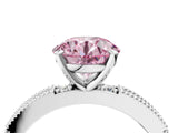 White gold Fancy Pink Round  Solitaire with Pavé Band and Four-Prong Setting_33