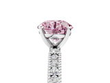 White gold Fancy Pink Round  Solitaire with Pavé Band and Four-Prong Setting_34