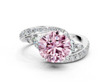 White gold Fancy Pink Round  Solitaire with Pavé Twist Band and Four-Prong Setting