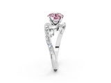 White gold Fancy Pink Round  Solitaire with Pavé Twist Band and Four-Prong Setting_2