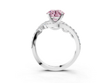 White gold Fancy Pink Round  Solitaire with Pavé Twist Band and Four-Prong Setting_3