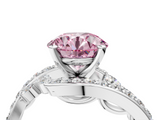 White gold Fancy Pink Round  Solitaire with Pavé Twist Band and Four-Prong Setting_4