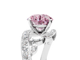 White gold Fancy Pink Round  Solitaire with Pavé Twist Band and Four-Prong Setting_5