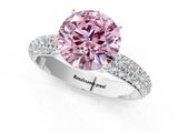 White gold Fancy Pink Round  Solitaire with Pave Band and Four-Prong Setting_4