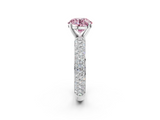White gold Fancy Pink Round  Solitaire with Pave Band and Four-Prong Setting_5