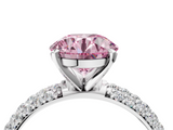 White gold Fancy Pink Round  Solitaire with Pave Band and Four-Prong Setting_7