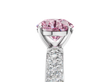 White gold Fancy Pink Round  Solitaire with Pave Band and Four-Prong Setting_8