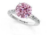 White gold Fancy Pink Round  Solitaire with Side Baguettes and Channel Set Band_1