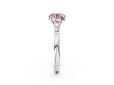 White gold Fancy Pink Round  Solitaire with Tapered Baguette Side Stones on a Classic Band with Four-Prong Setting_2