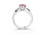 White gold Fancy Pink Round  Solitaire with Tapered Baguette Side Stones on a Classic Band with Four-Prong Setting_3