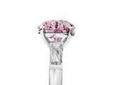 White gold Fancy Pink Round  Solitaire with Tapered Baguette Side Stones on a Classic Band with Four-Prong Setting_5