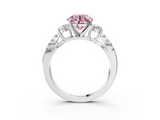 White gold Fancy Pink Round  Three-Stone Diamond Ring with Pavé Split Shank and Four-Prong Setting_20