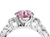 White gold Fancy Pink Round  Three-Stone Diamond Ring with Pavé Split Shank and Four-Prong Setting_21