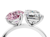 White gold Fancy Pink Round  and Emerald Cut Toi Moi Ring with Prong Setting_32