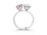 White gold Fancy Pink Round  and Emerald Cut Toi Moi Ring with Prong Setting_32